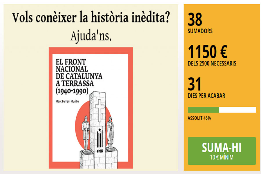 Campanya del Centre d’Estudis Històrics de Terrassa, per editar «El FNC a Terrassa(1940-1990)»